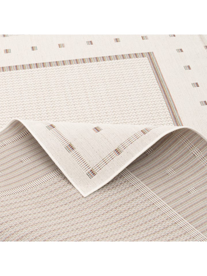 Pergamon In & Outdoor Teppich Flachgewebe Campus Bordüre in Beige günstig kaufen 80 x 150cm