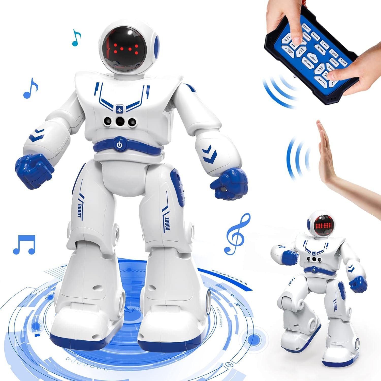 autolock Lernroboter Ferngesteuert Roboter Spielzeug für Kinder,Intelligent Programmier, RC Roboter mit Gestensteuerung/Walk Lernen Spielzeug Geschenk