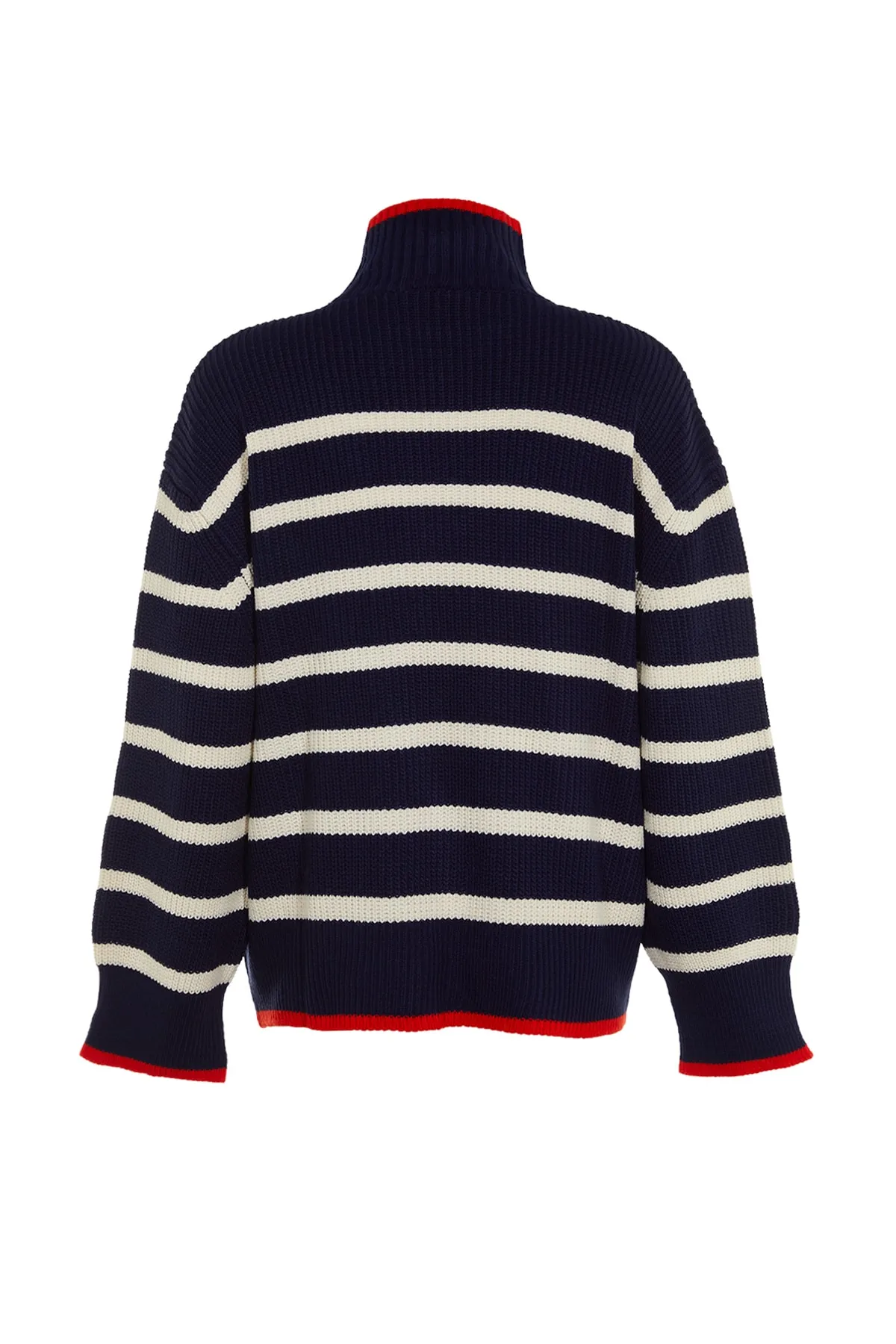 Trendyol Collection  Marineblauer, gestreifter Strickpullover mit weiter Passform TWOAW23KZ01446