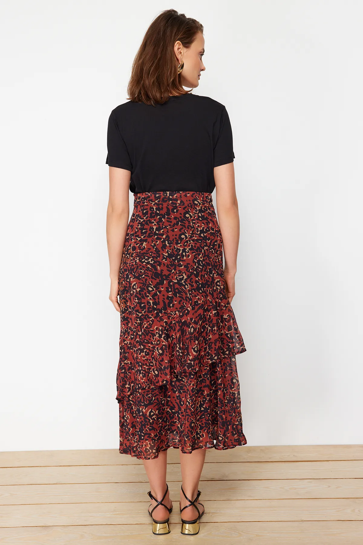 Trendyol Modest  Gefütterter gewebter Rock mit Fliesen-Tiermuster TCTAW24EE00020