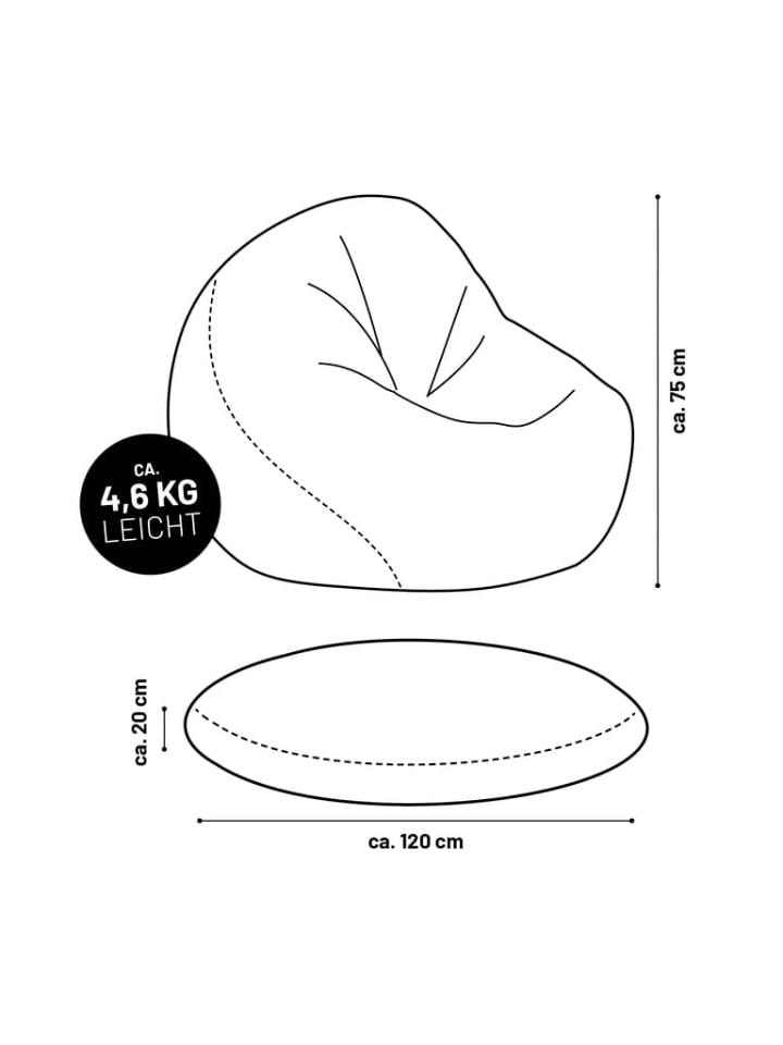 Lumaland Sitzsack 2-in-1-Sitzsack - 300l - 120 x 80 x 75 cm - Royalblau günstig kaufen onesize