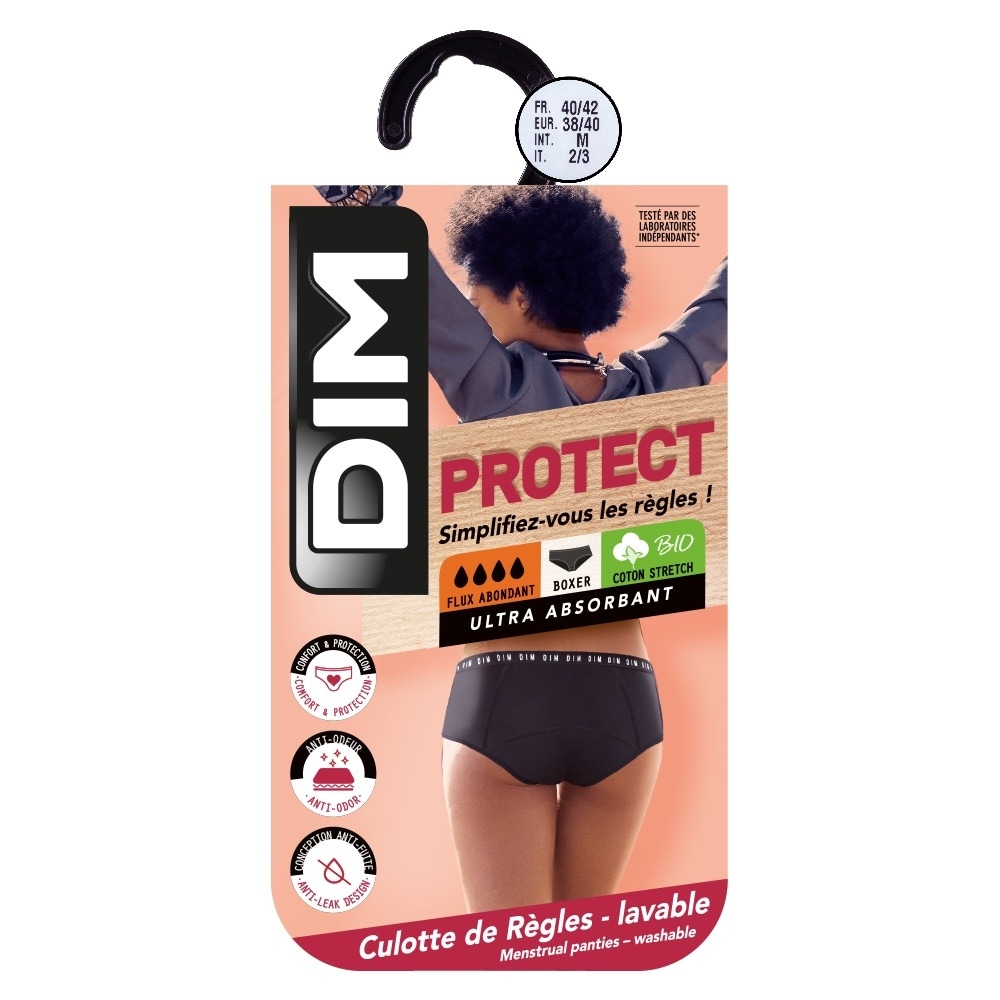 DIM Shorty Menstruel Lavable en Coton Bio Flux abondant Boxer