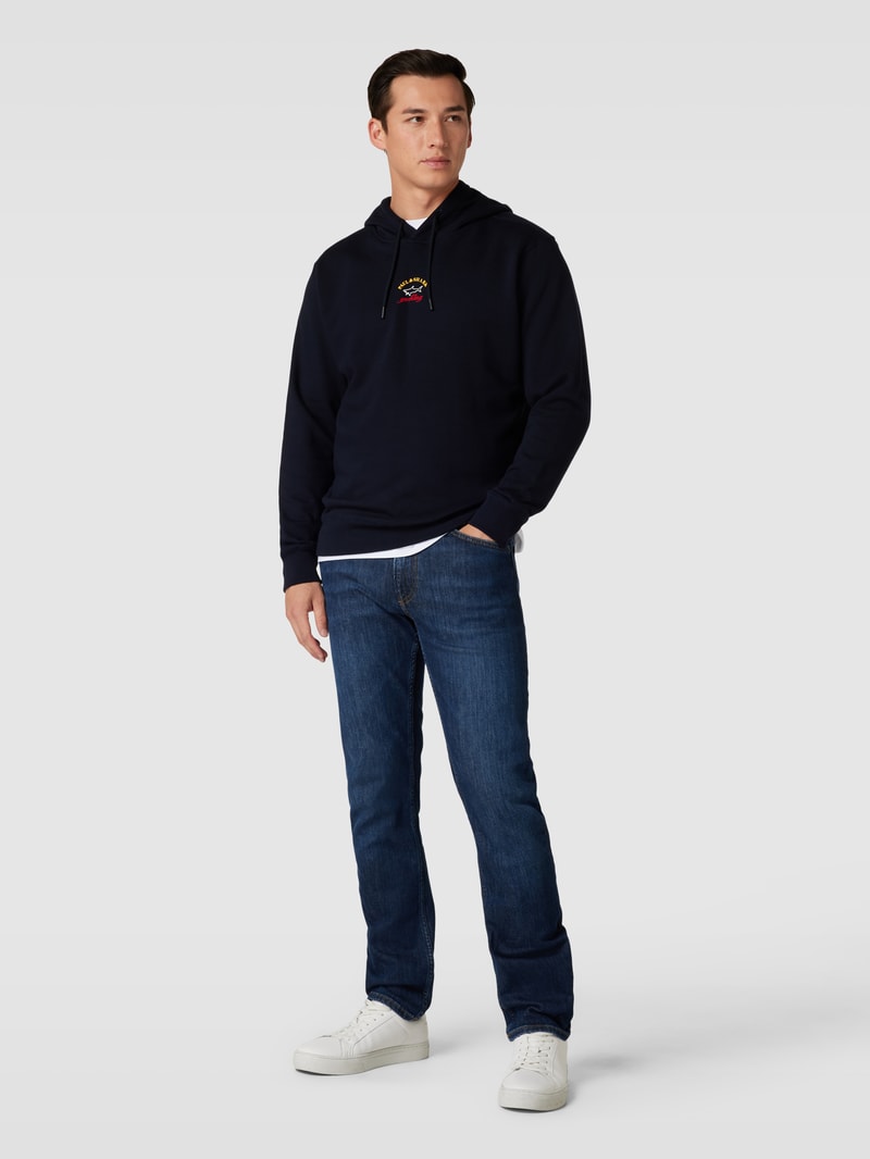 Sweatshirt mit Label-Print in marineblau
