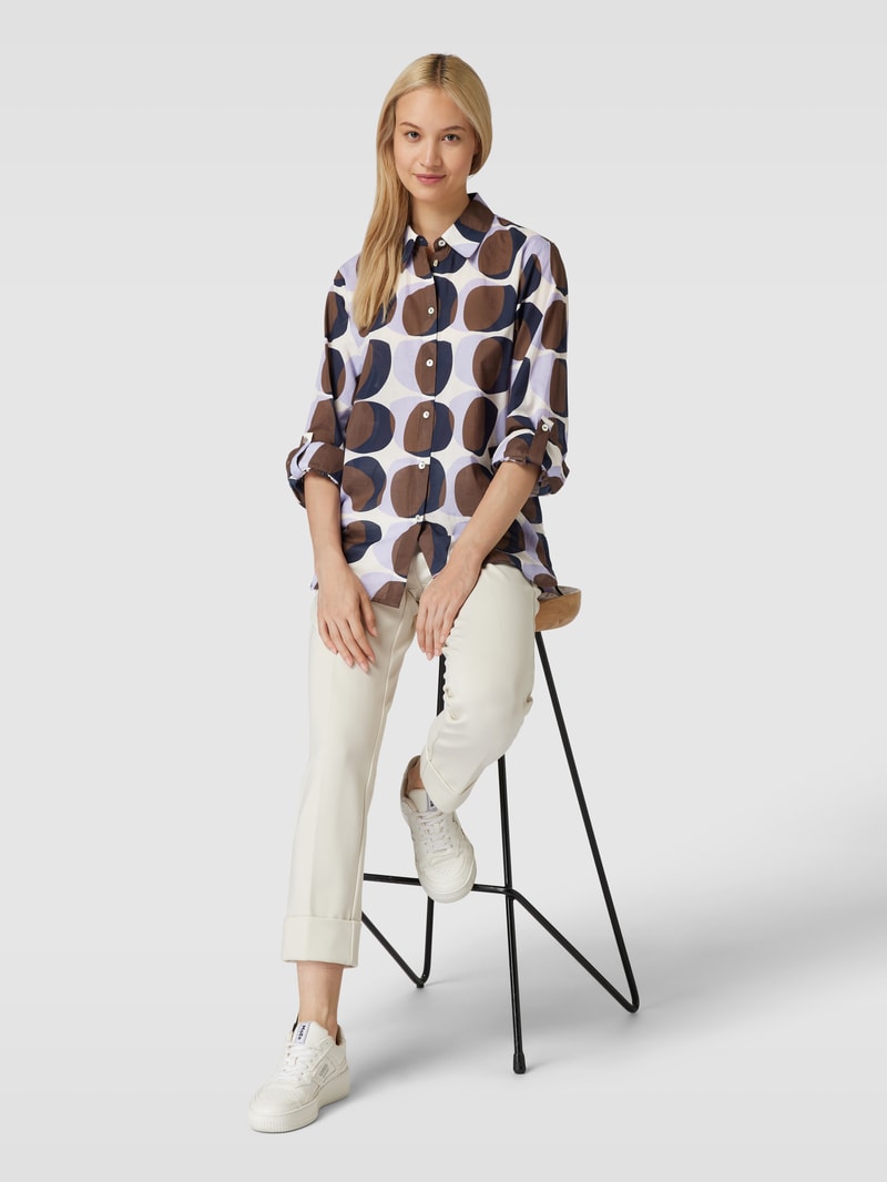 Bluse mit Allover-Muster Modell 'Fumine witty' in mittelbraun