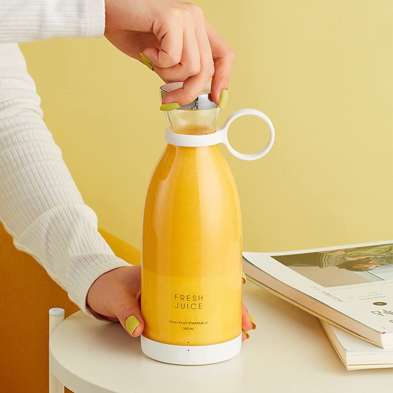 iceagle Smoothie-Maker 350ml Mini-Mixer frischer Saft kleiner Mixer & USB wiederaufladbarer, 20000r/min, 304 sus, leicht zu tragen, Anti-False-Touch