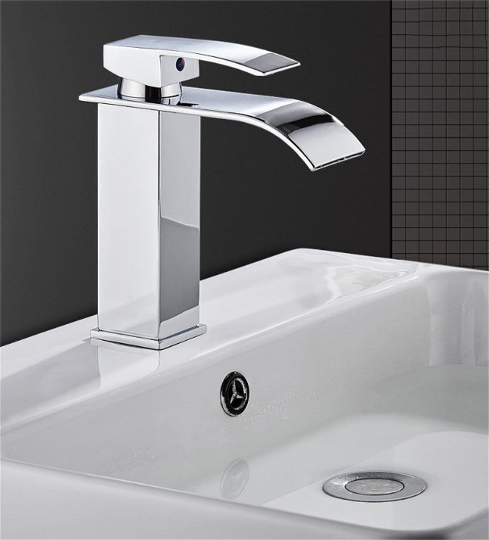 Atäsi Waschtischarmatur Wasserfall Wasserhahn Bad, Chrom Wasserhahn