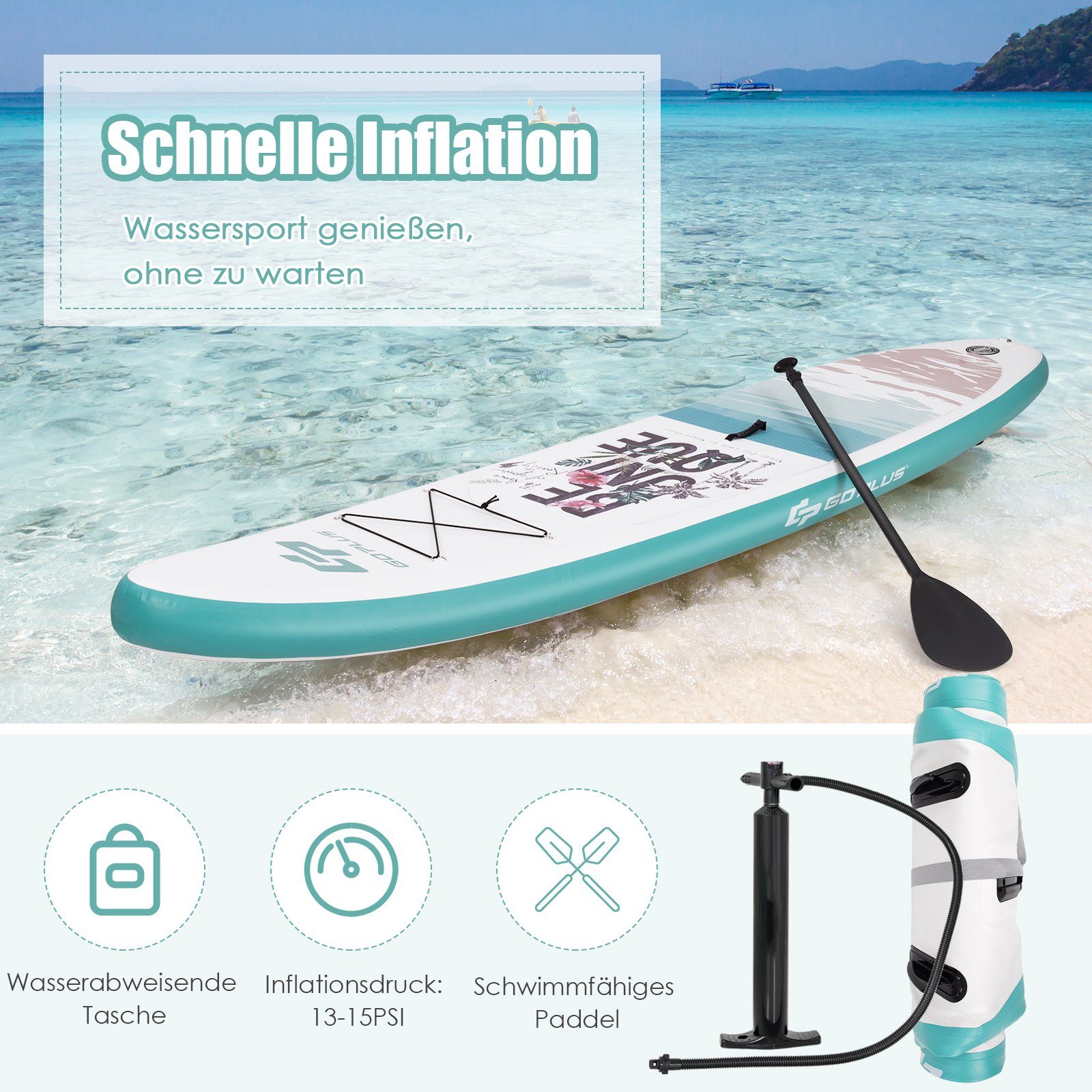 COSTWAY SUP-Board Stand Up Paddling Board, mit Paddel & Pumpe