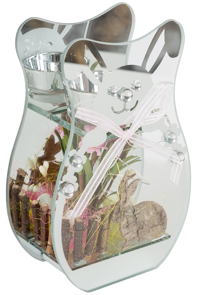 MyFlair LED Glas Teelichthalter in Osterhasen Form