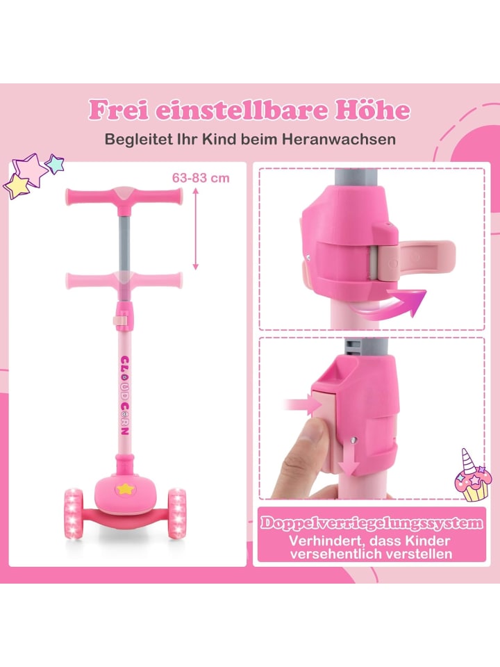 COSTWAY Roller mit LED Rädern ab 3 Jahren in Rosa günstig kaufen onesize