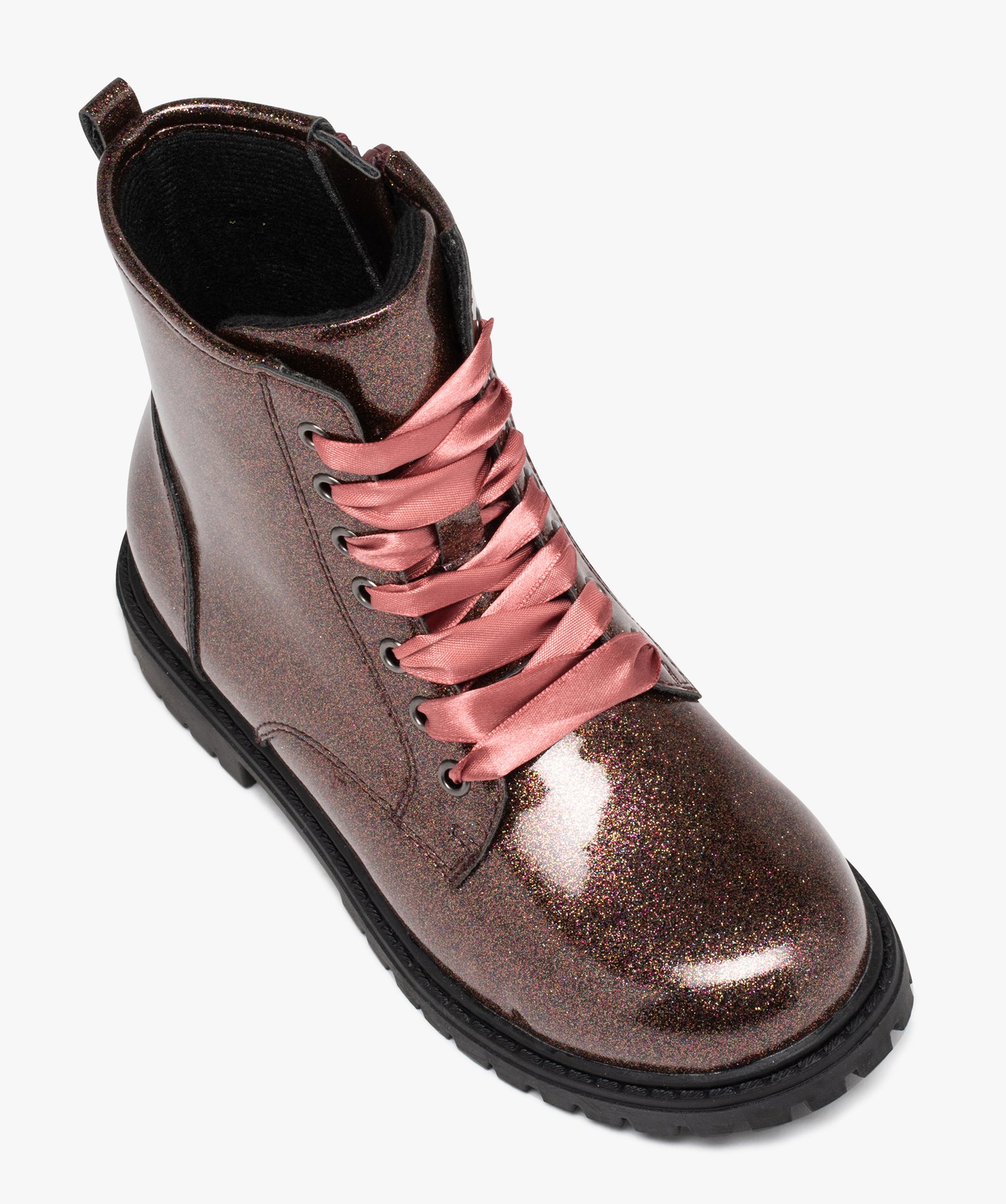 Boots fille mid-cut à paillettes du 31 au 36 marron | GEMO