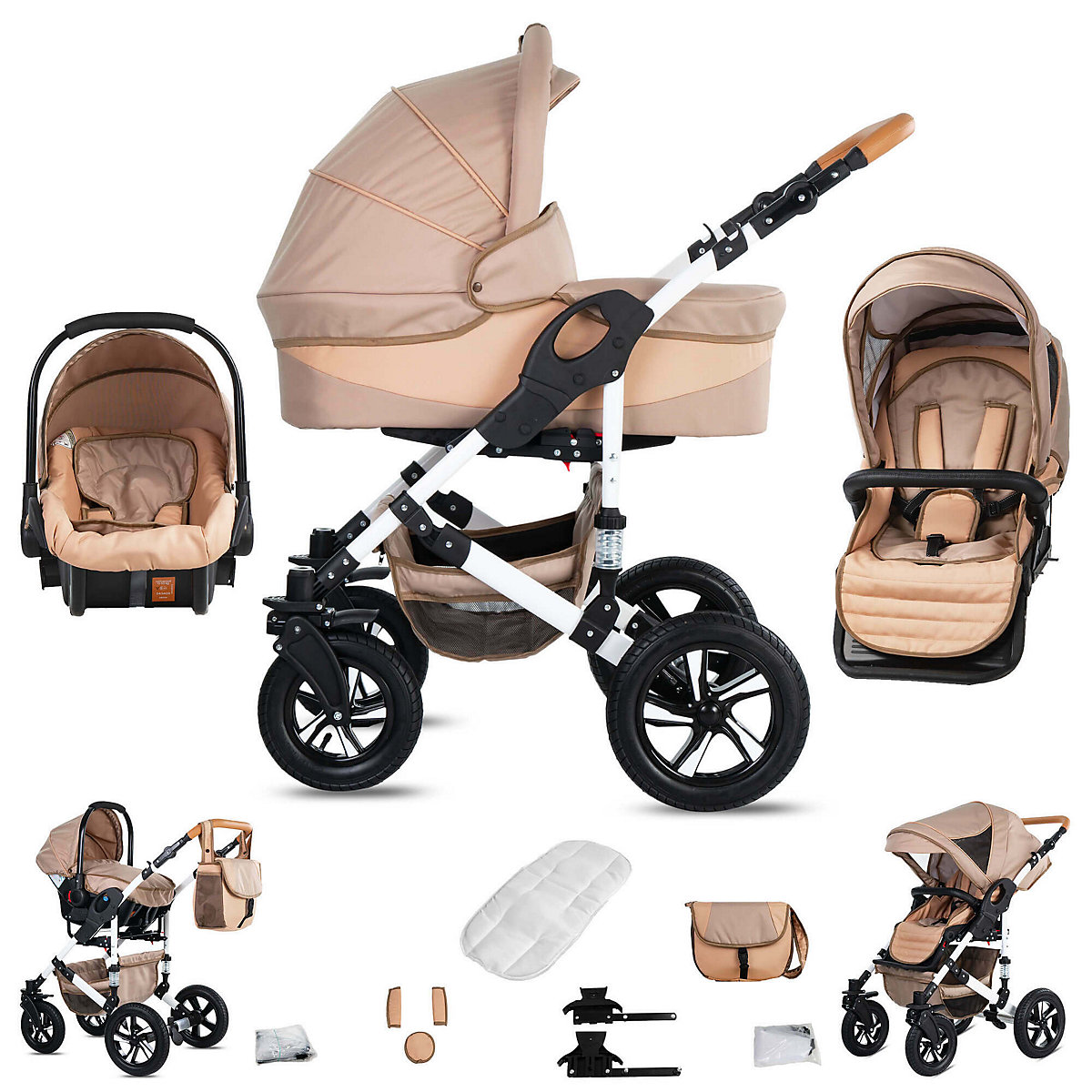 Hamburg | 3 in 1 Kombi Kinderwagen Komplettset | Hartgummireifen Kombikinderwagen