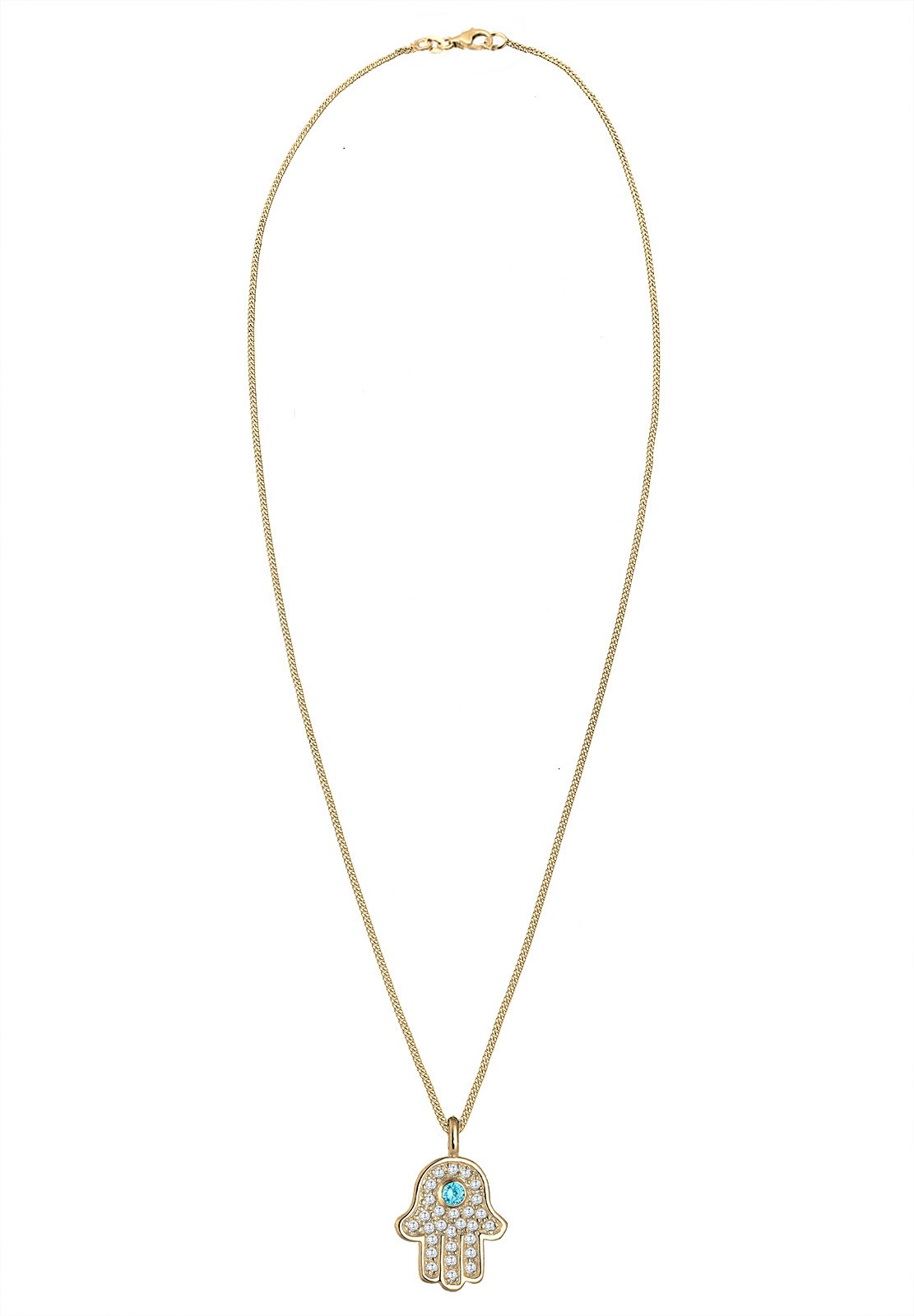 Ciondolo da donna Elli a forma di mano di Hamsa con cristalli di zirconi cubici in argento sterling 925.