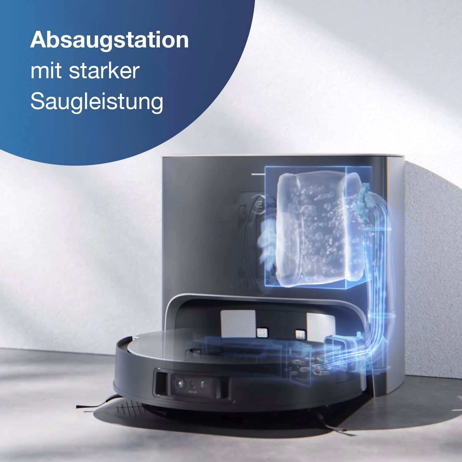 ECOVACS Nass-Trocken-Saugroboter DEEBOT X1 PLUS, 1000 W, 5000PA, DToF-Laser, AIVI 3.0, Absaugstation, YIKO, Schwarz/Silber