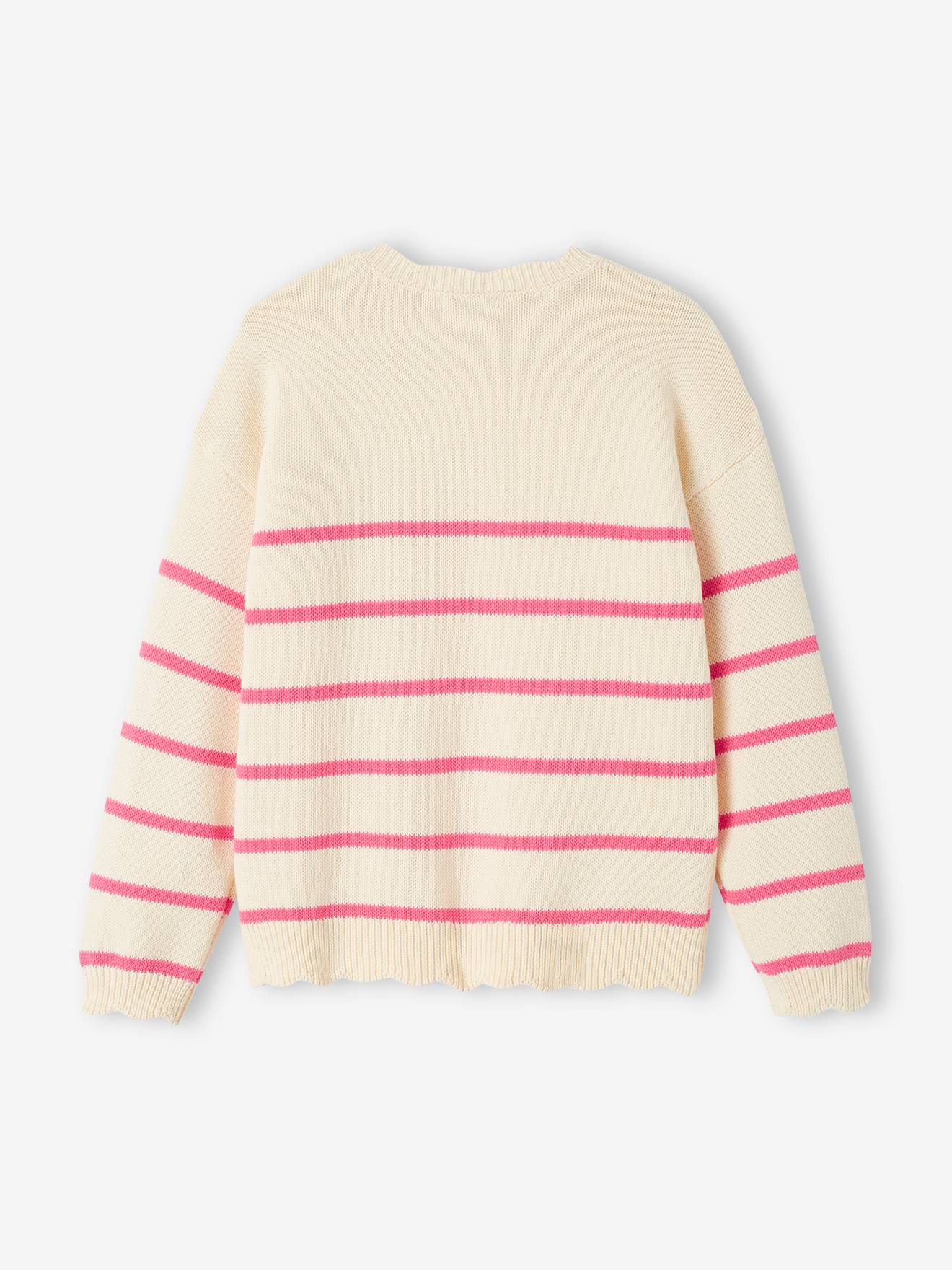 Vertbaudet Mädchen Ringelpullover - pudrig rosa