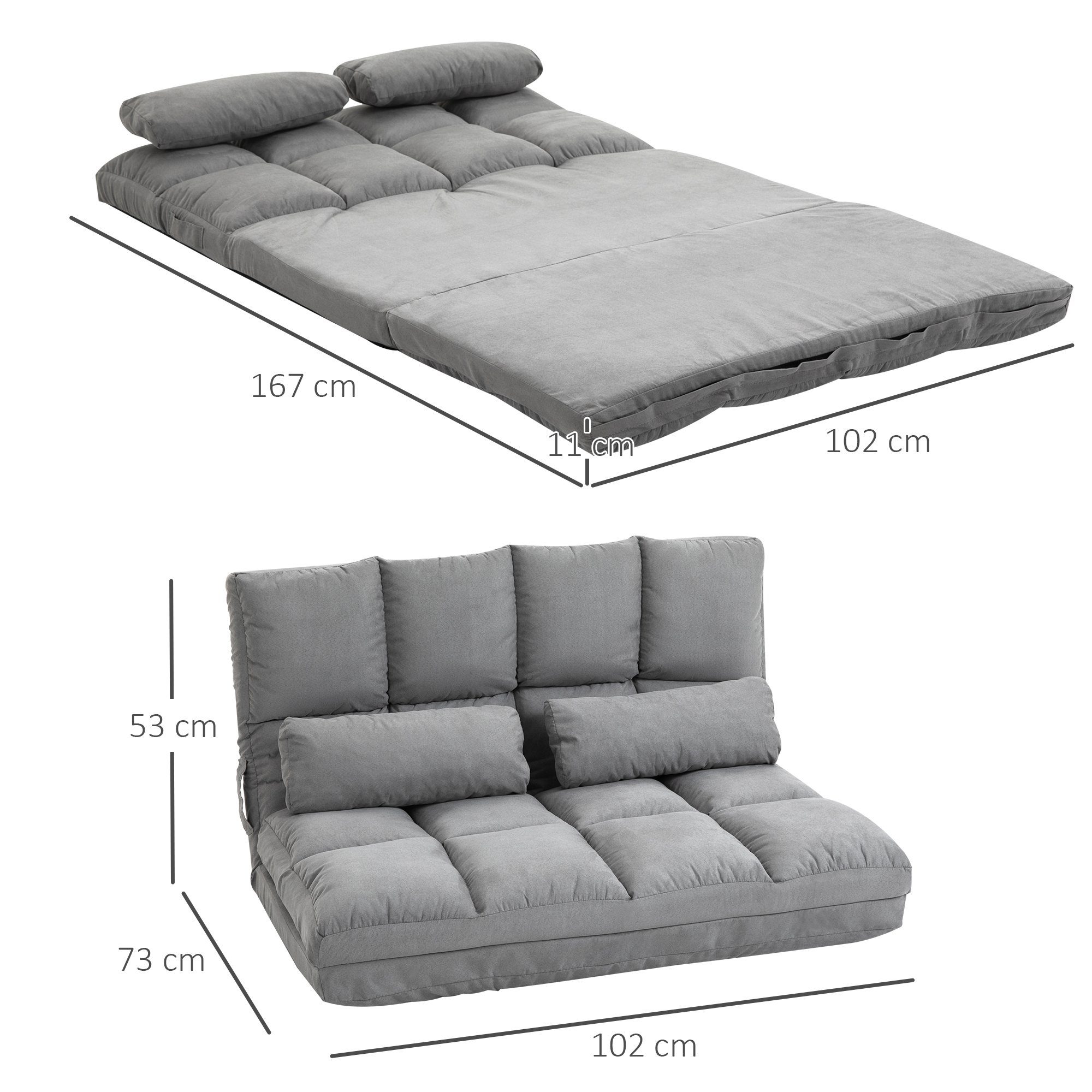 HOMCOM Schlafsofa Bodenstuhl 2 in 1 mit verstellbarer Rückenlehne