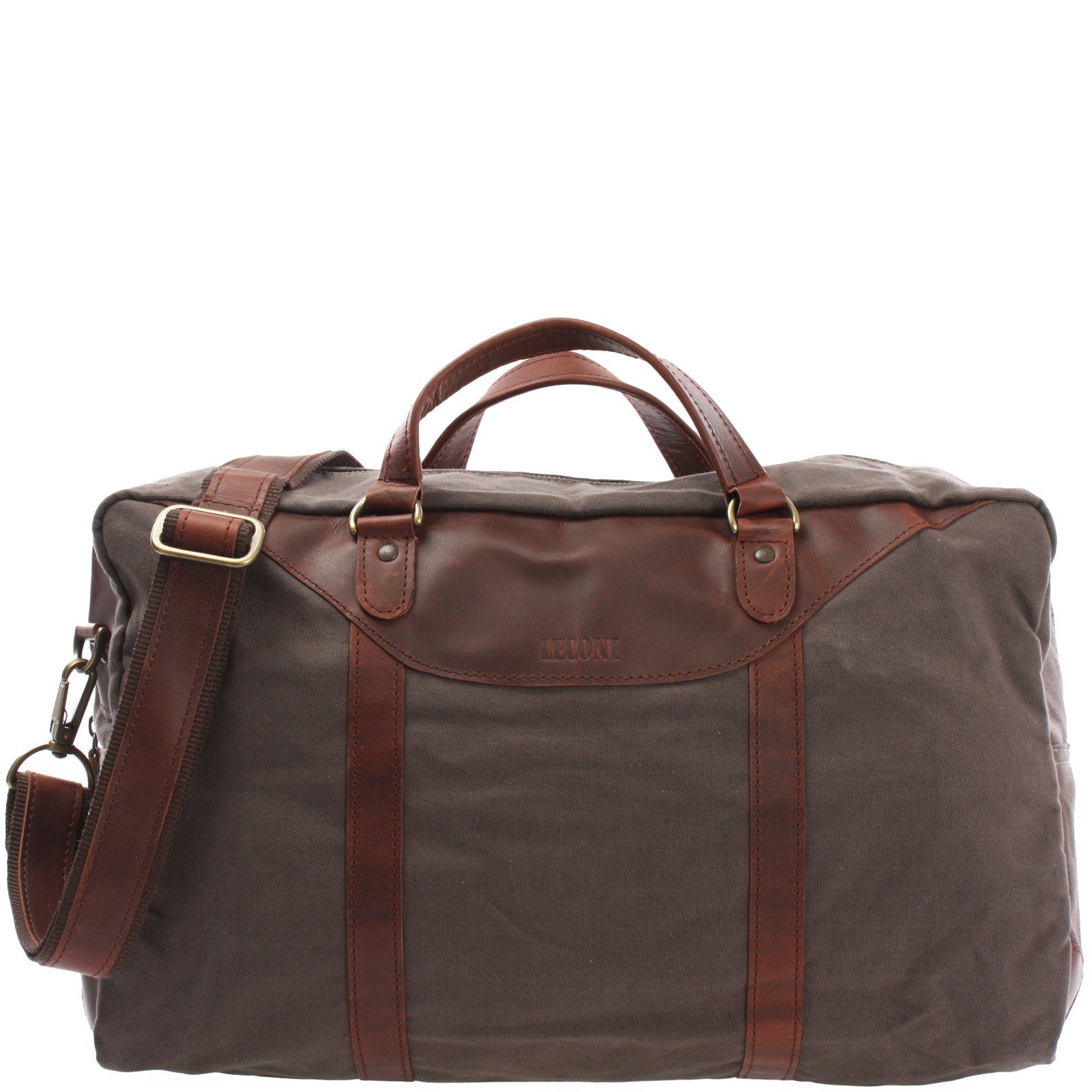 LECONI Weekender kleiner Weekender Sporttasche Canvas Leder LE2009