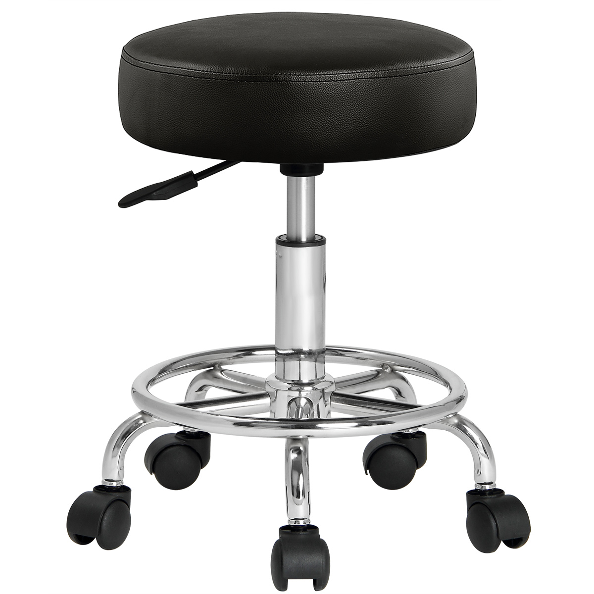 Casaria Rollhocker Kunstleder Schwarz 360° drehbar