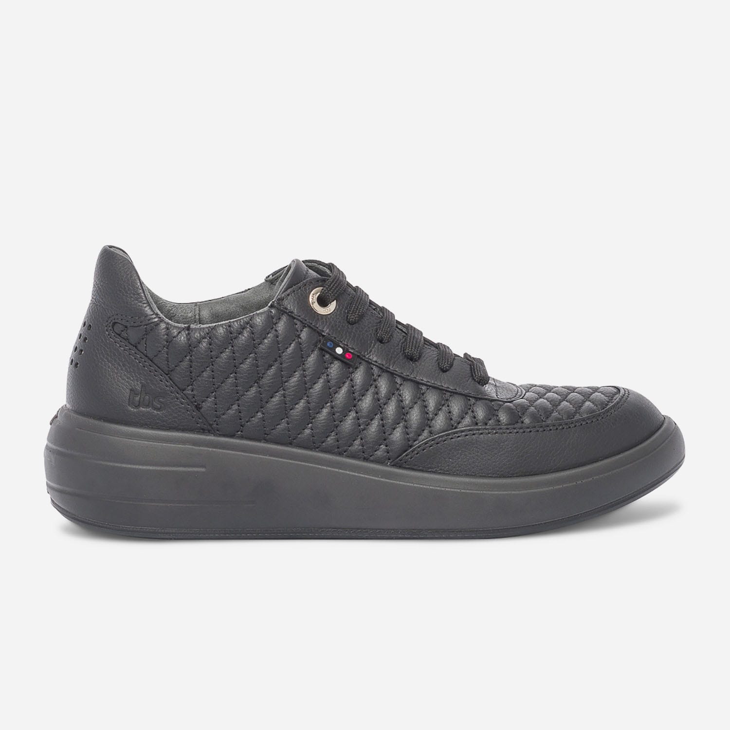 Tennis TBS noir en cuir matelassé