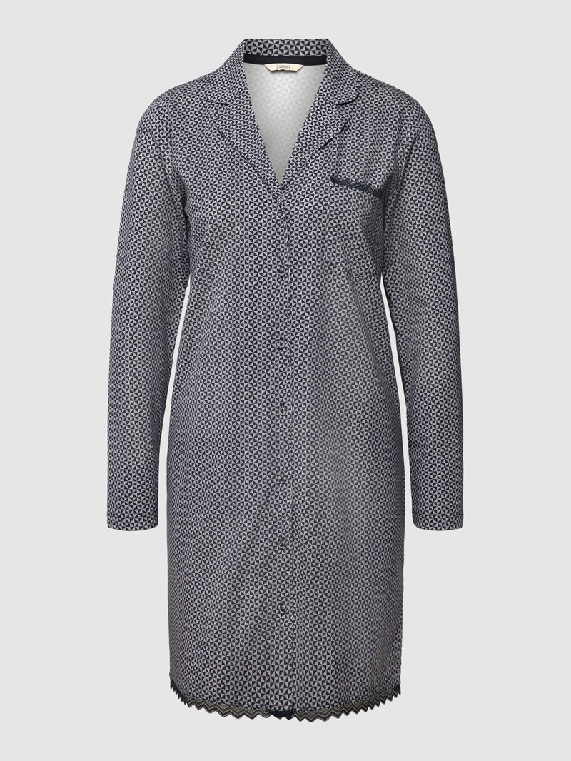 Pyjama-Oberteil mit Allover-Muster in dunkelblau