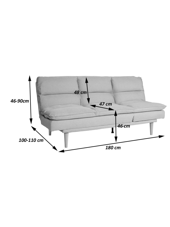 MCW Schlafsofa M79 Schlaffunktion Liegefläche 180x110cm, Stoff/Textil blau-grau günstig kaufen onesize