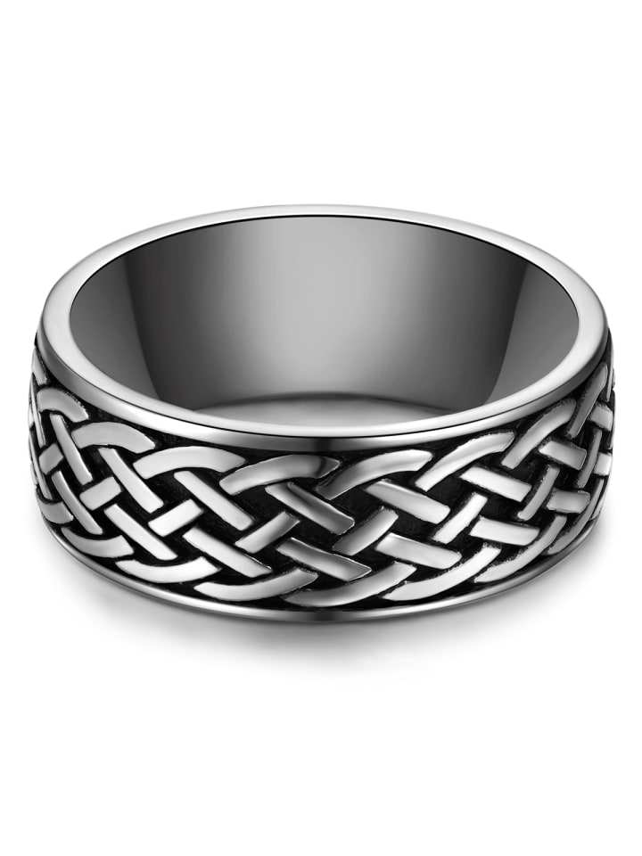 True Rebels Ring Edelstahl in silber/schwarz günstig kaufen