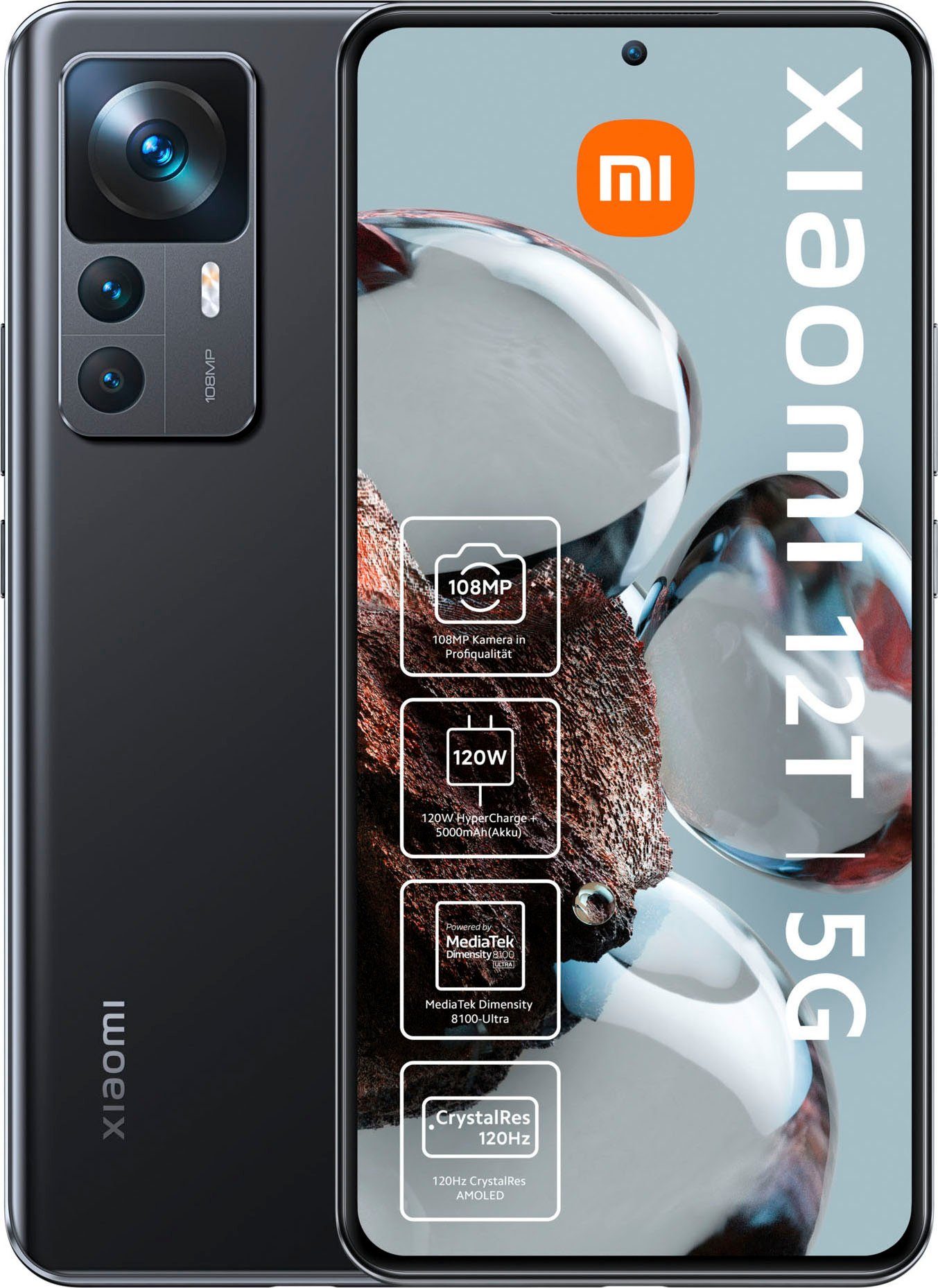 Xiaomi 12T 8GB+256GB Smartphone (16,9 cm/6,67 Zoll, 256 GB Speicherplatz, 108 MP Kamera)