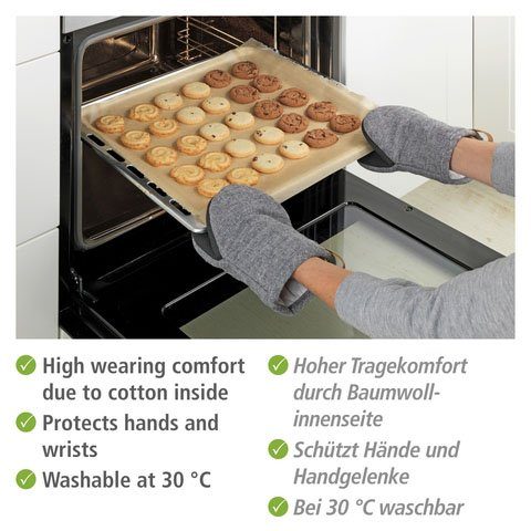 WENKO Topfhandschuhe Ada Mini, (Set, 2-tlg), Handflächen aus Neopren, 1 Paar, grau