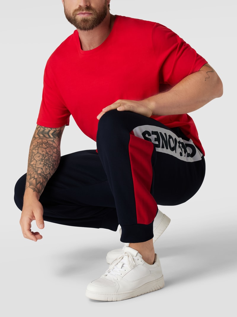 PLUS SIZE Sweatpants mit Label-Details Modell 'Will' in marineblau