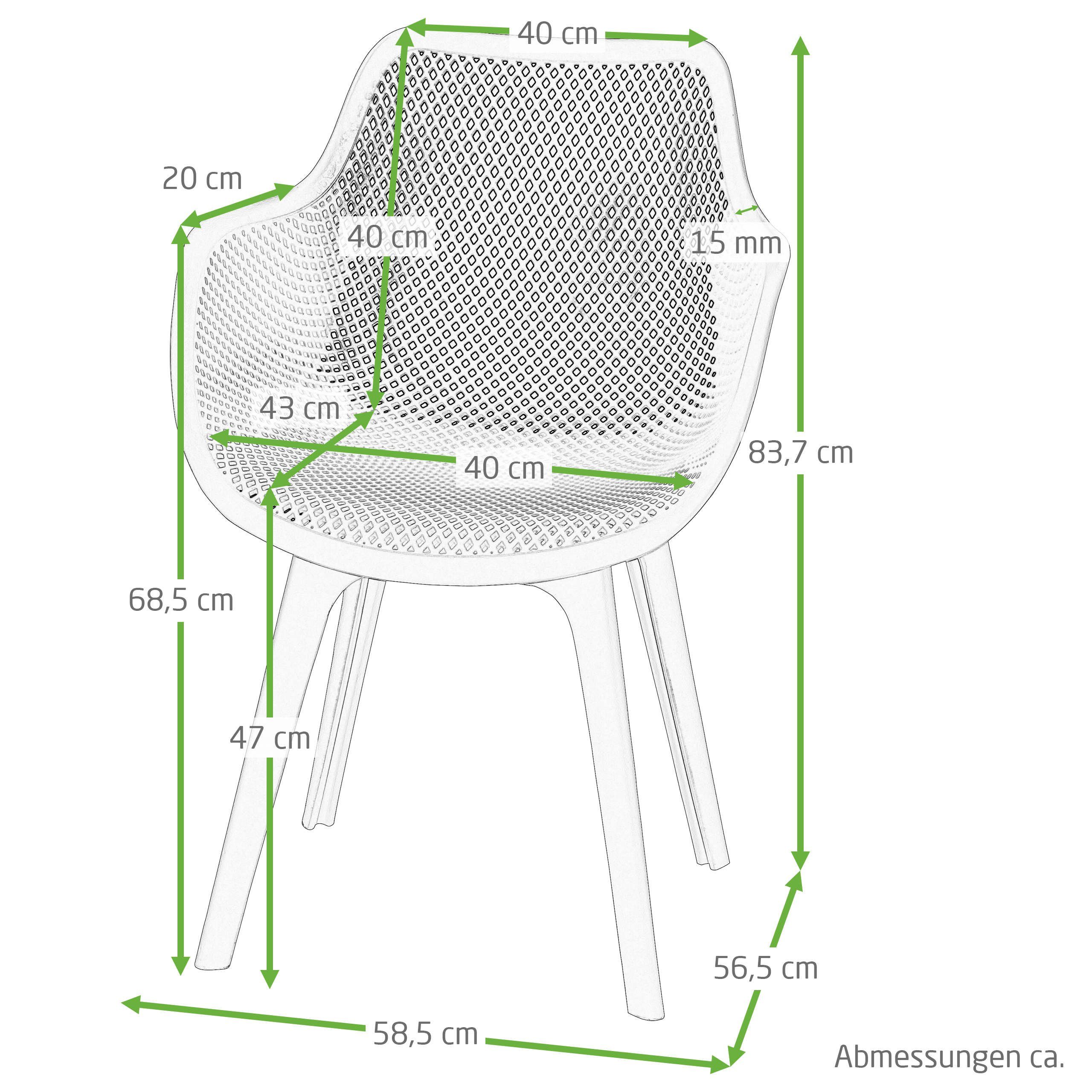 Raburg Gartenstuhl JASPER, verschiedene Farben, Design-Schalenstühle mit Armlehnen (4er-Set), ergonomisch & perforiert, sehr stabil & super bequem, bis 150 kg