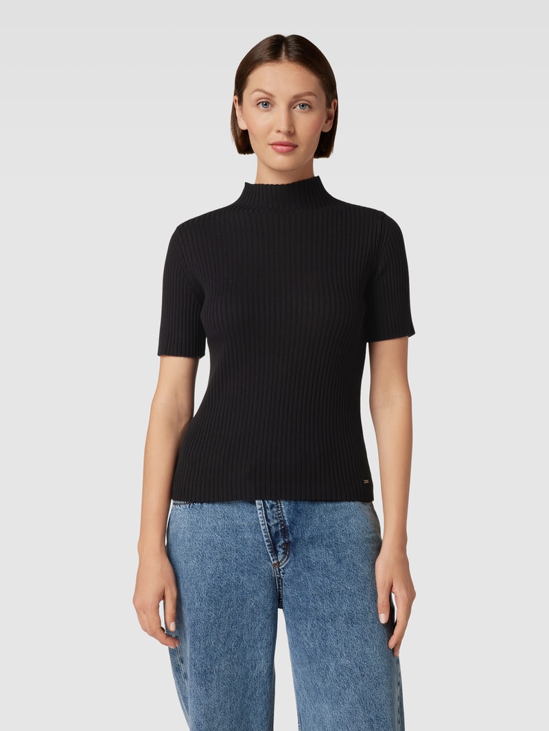 Strickpullover mit Rollkragen in schwarz