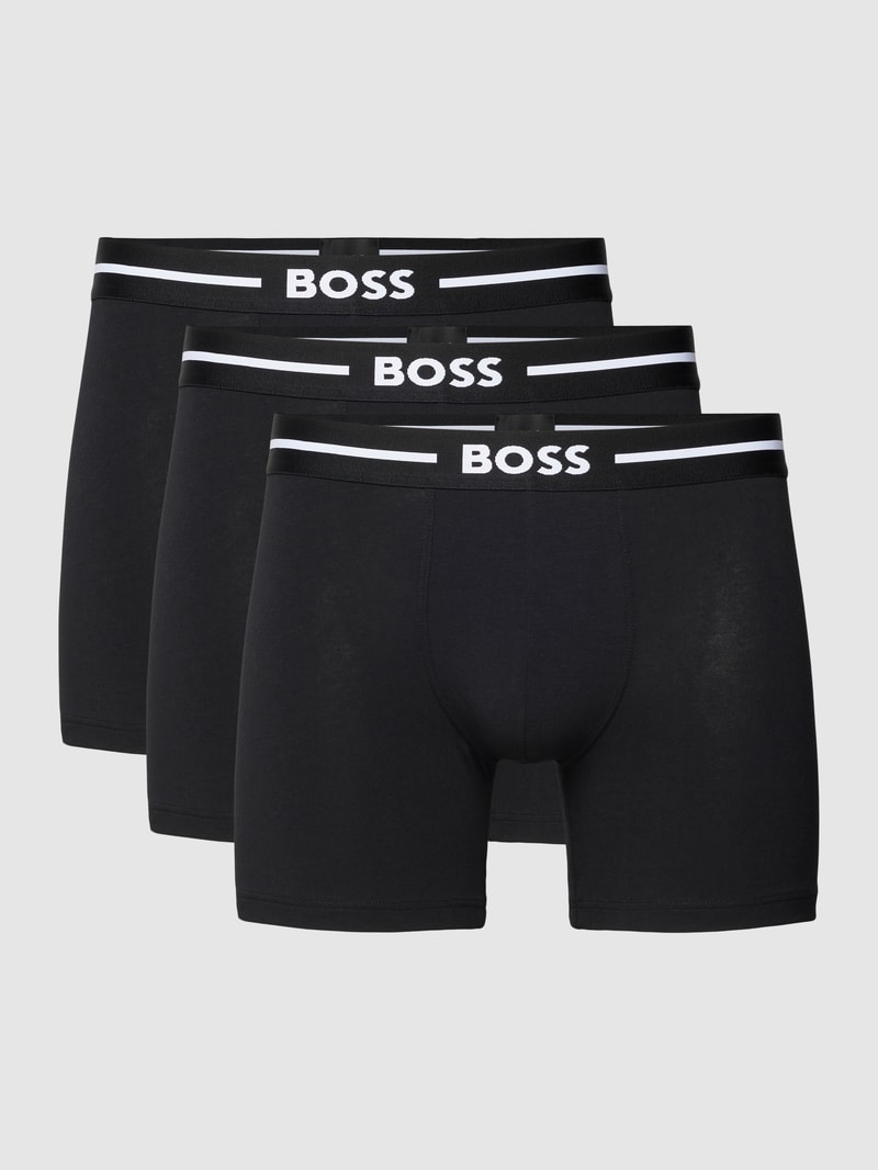 Boxershorts mit elastischem Label-Bund im 3er-Pack in schwarz