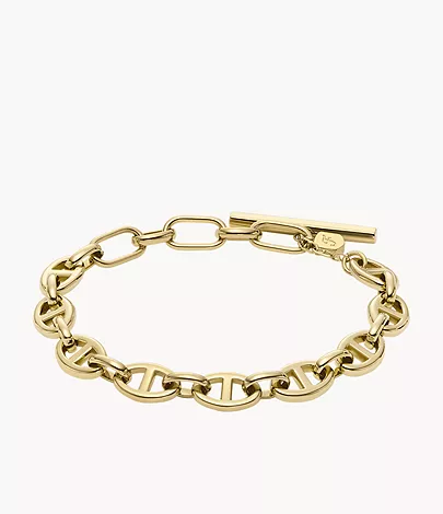 Fossil Gliederarmband Heritage D-Link Edelstahl goldfarben