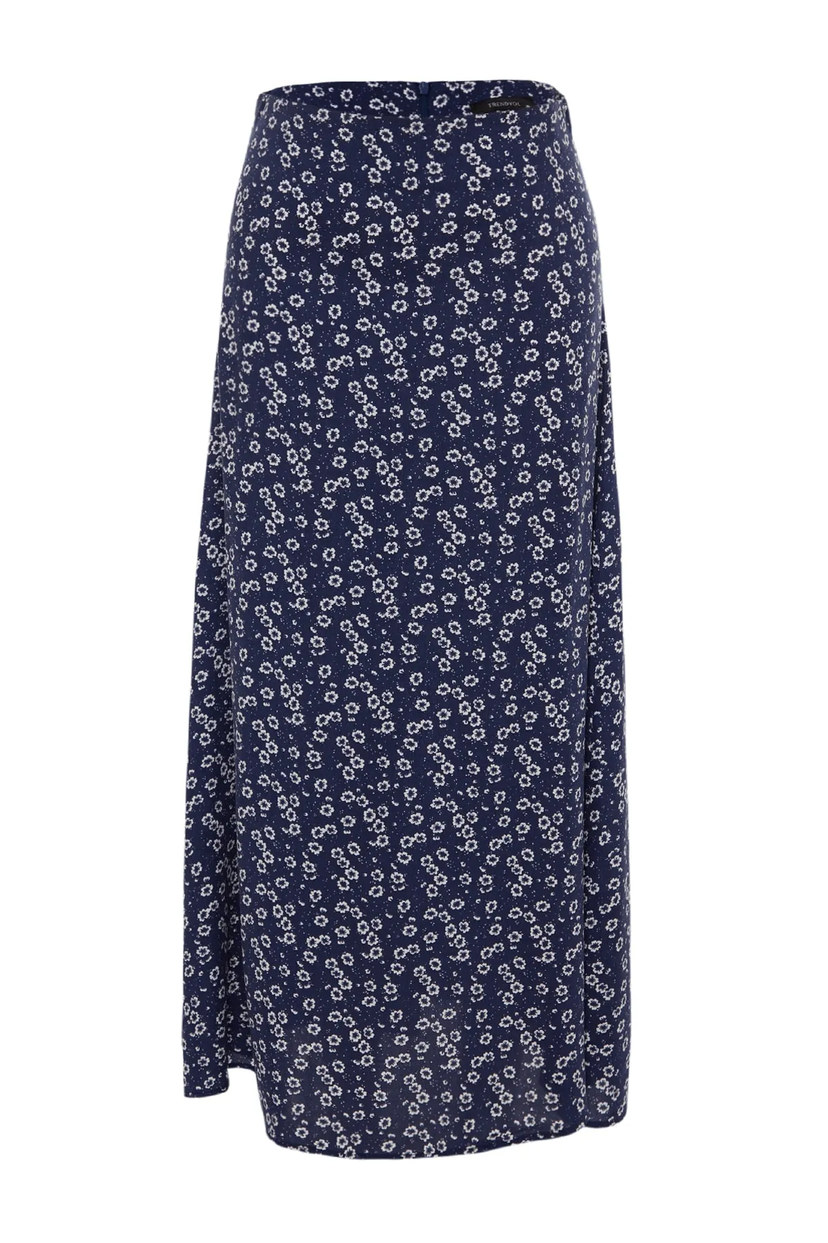 Trendyol Collection  Blauer gewebter Midirock aus Viskosestoff mit Blumenmuster TWOSS23ET00295