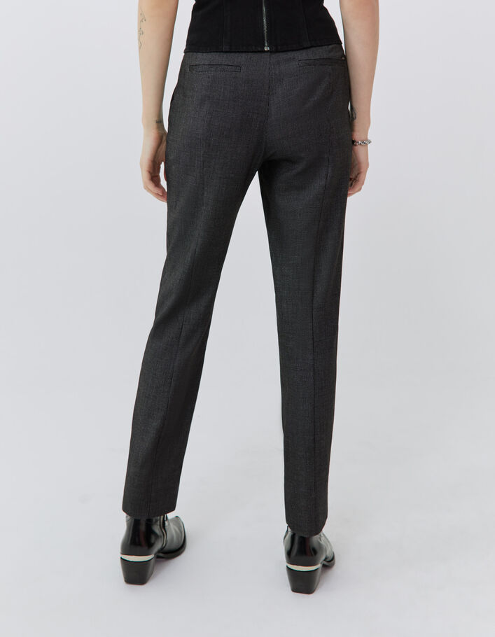 Pantalon de costume slim noir faux-uni 7/8ème Femme