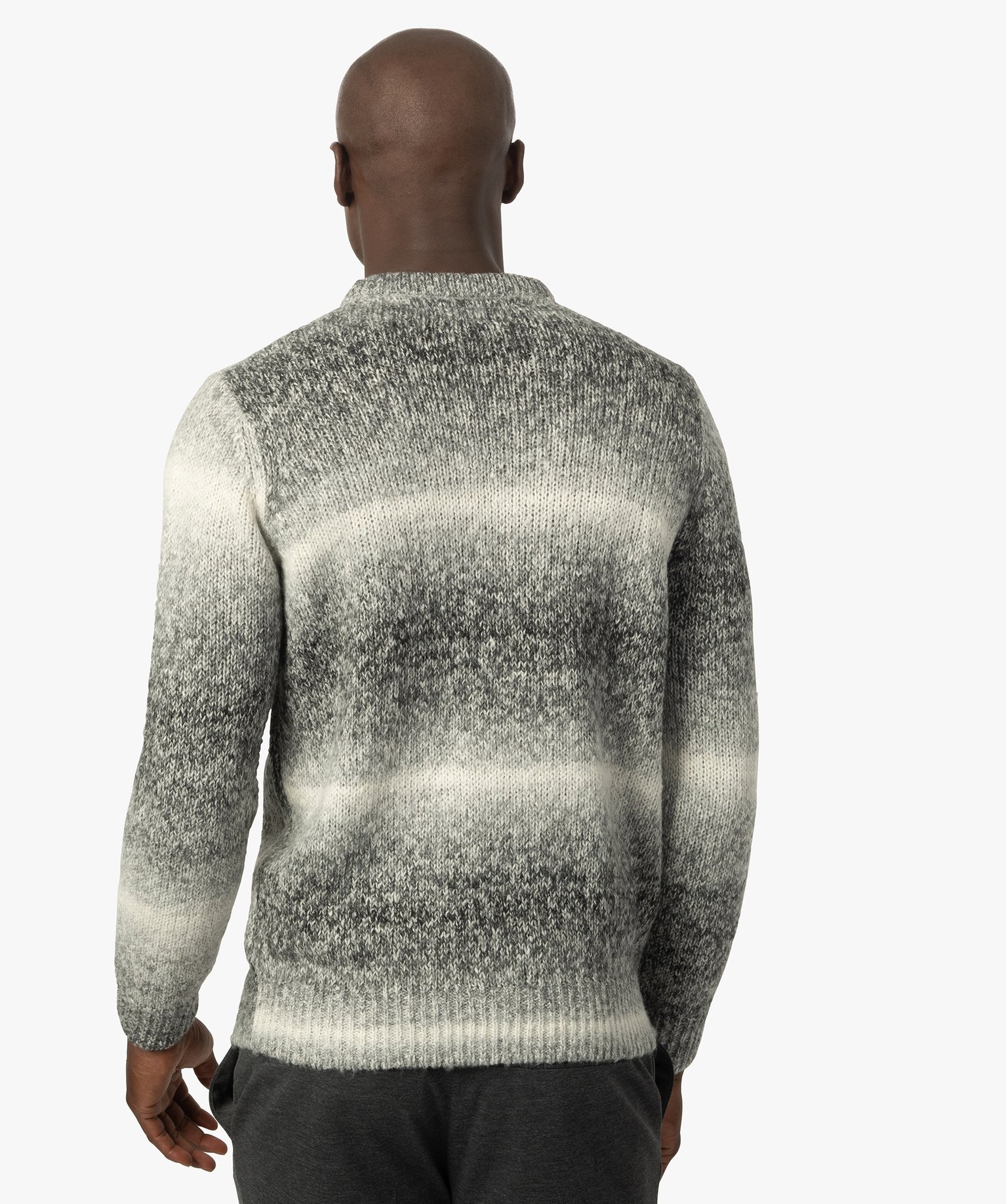 Pull homme avec col rond en maille chinée gris | GEMO