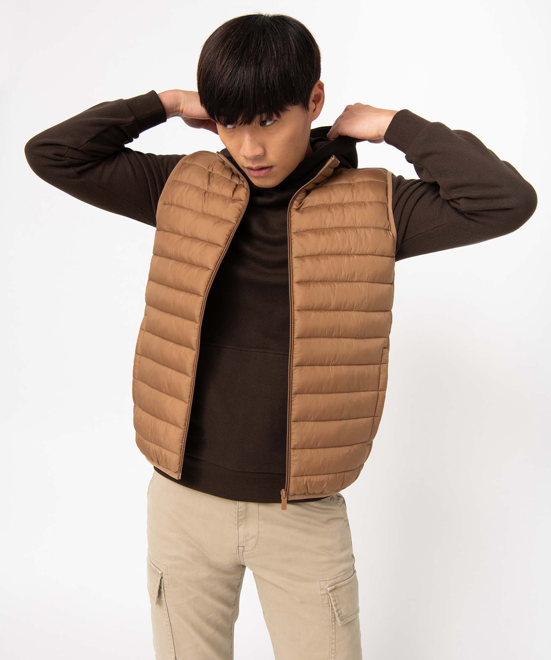 Blouson homme matelassé sans manches marron | GEMO
