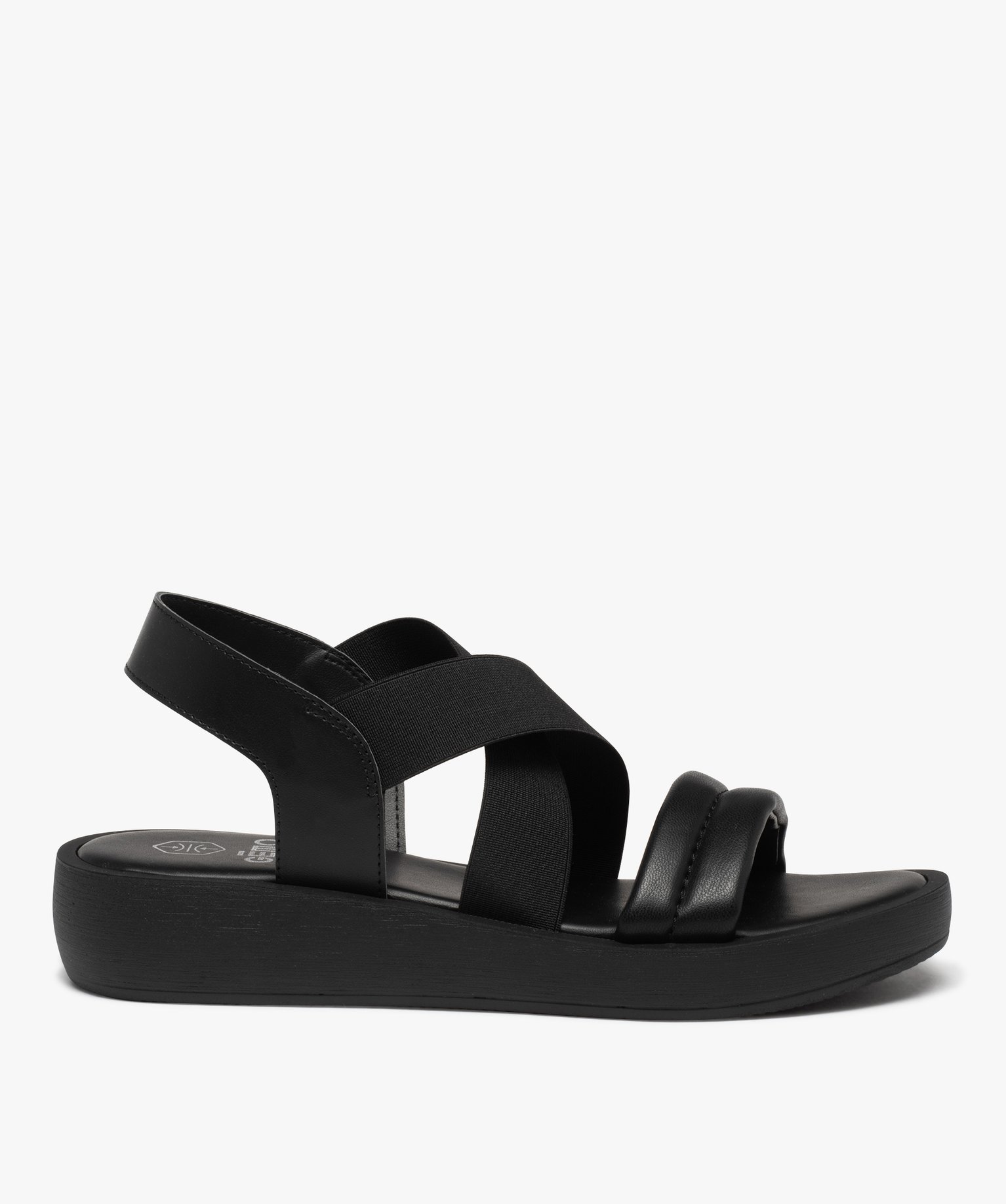 Sandales femme unies à brides élastiquées noir | GEMO