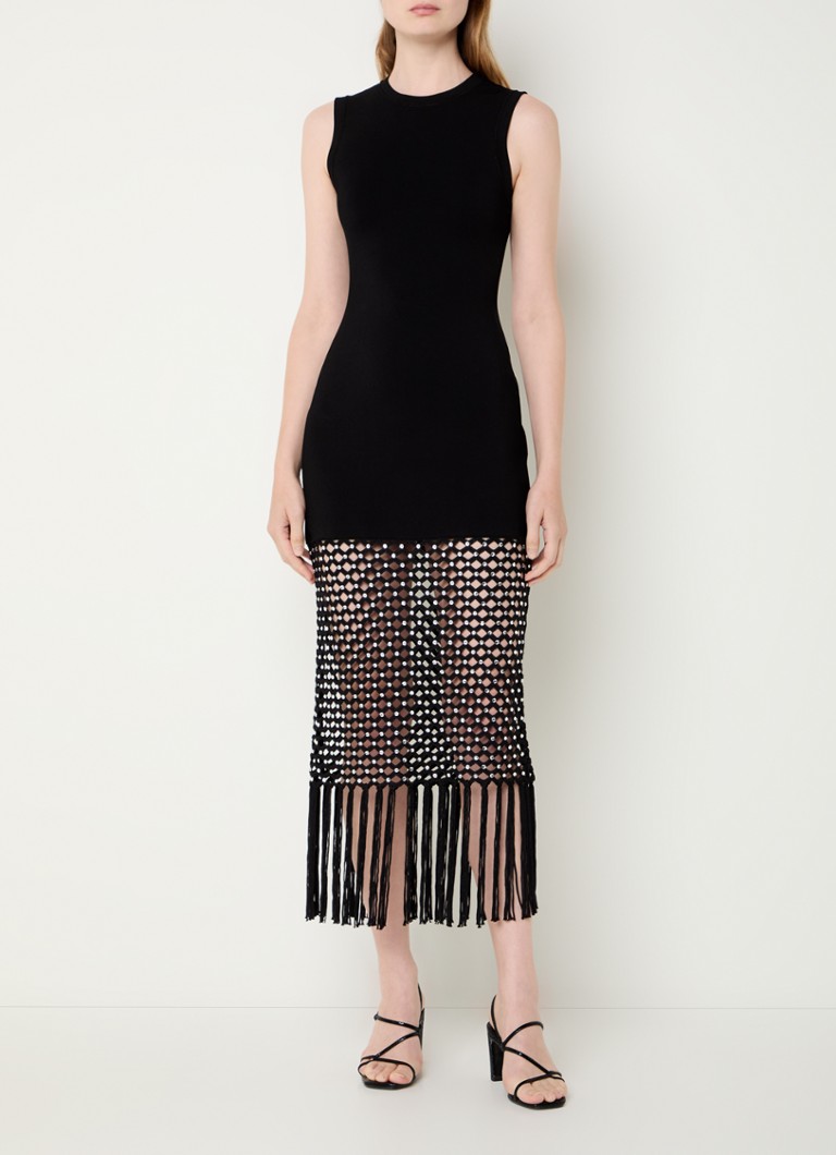 Sandro midi dress with rhinestones and openwork design