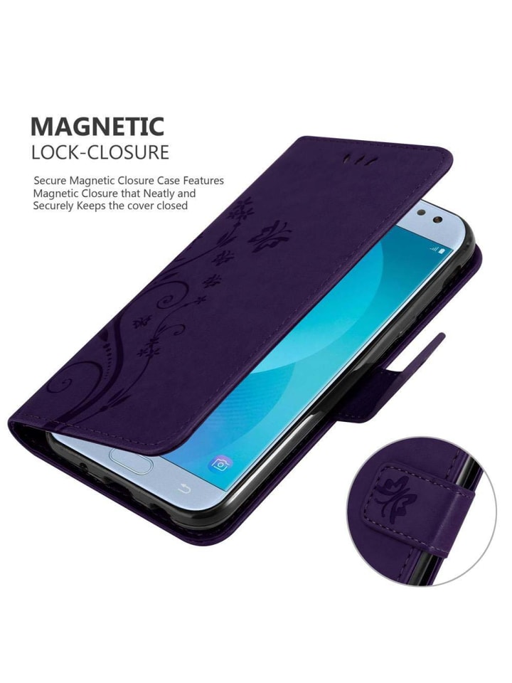 cadorabo Hülle für Samsung Galaxy J5 2017 Blumen Design in FLORAL DUNKEL LILA günstig kaufen onesize