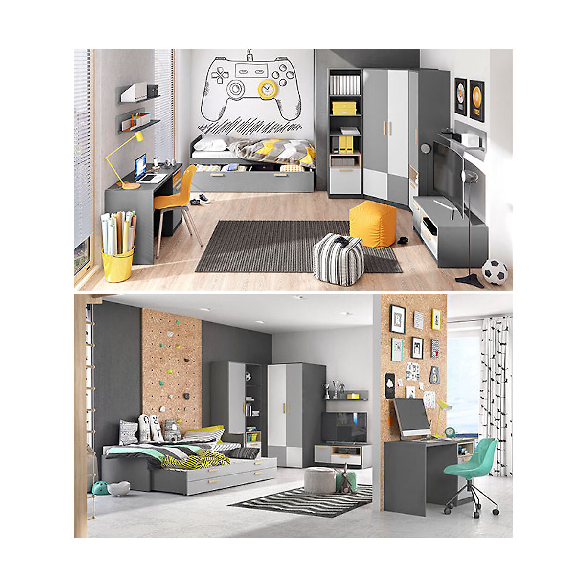 Jugendzimmer-Set Pok Kinderzimmer-Set 7-tlg graphit