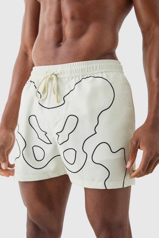 Kurze Badehose mit Skelett-Print