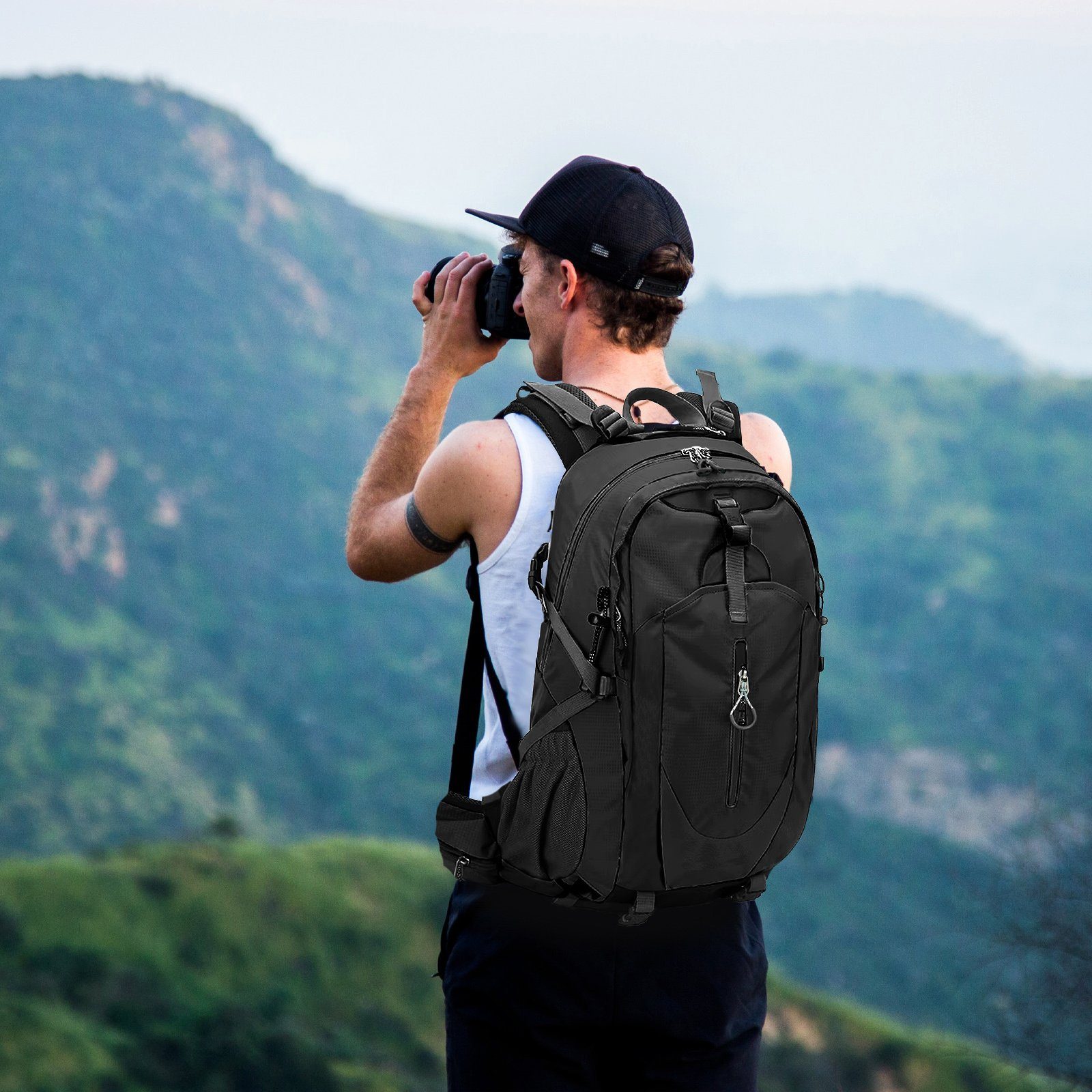 TAN.TOMI Wanderrucksack 40L Großer Wanderrucksack, Wasserdicht Multifunktionaler Daypack, mit Rückenbelüftung für Radfahren Reisen Klettern Sport