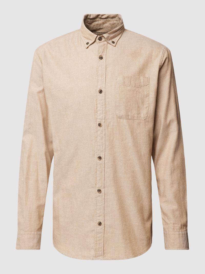 Regular Fit Freizeithemd mit Button-Down-Kragen Modell 'CLASSIC' in beige meliert