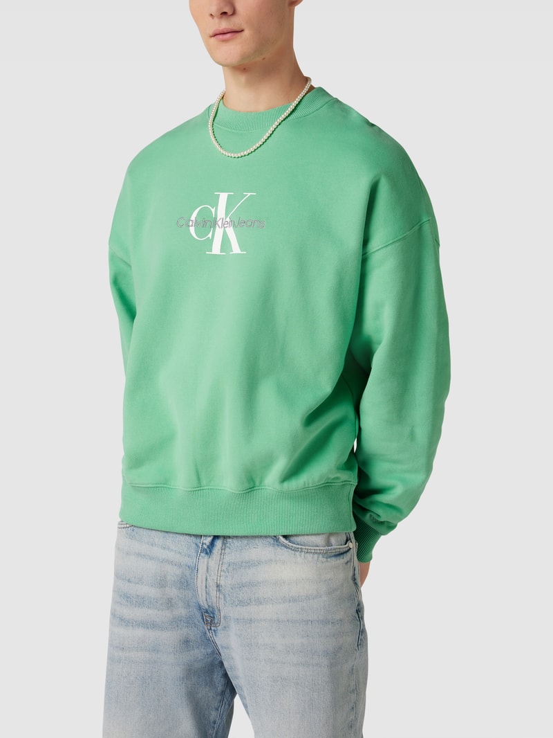 Oversized Sweatshirt mit Logo-Print Modell 'MONOLOGO' in apfelgrün