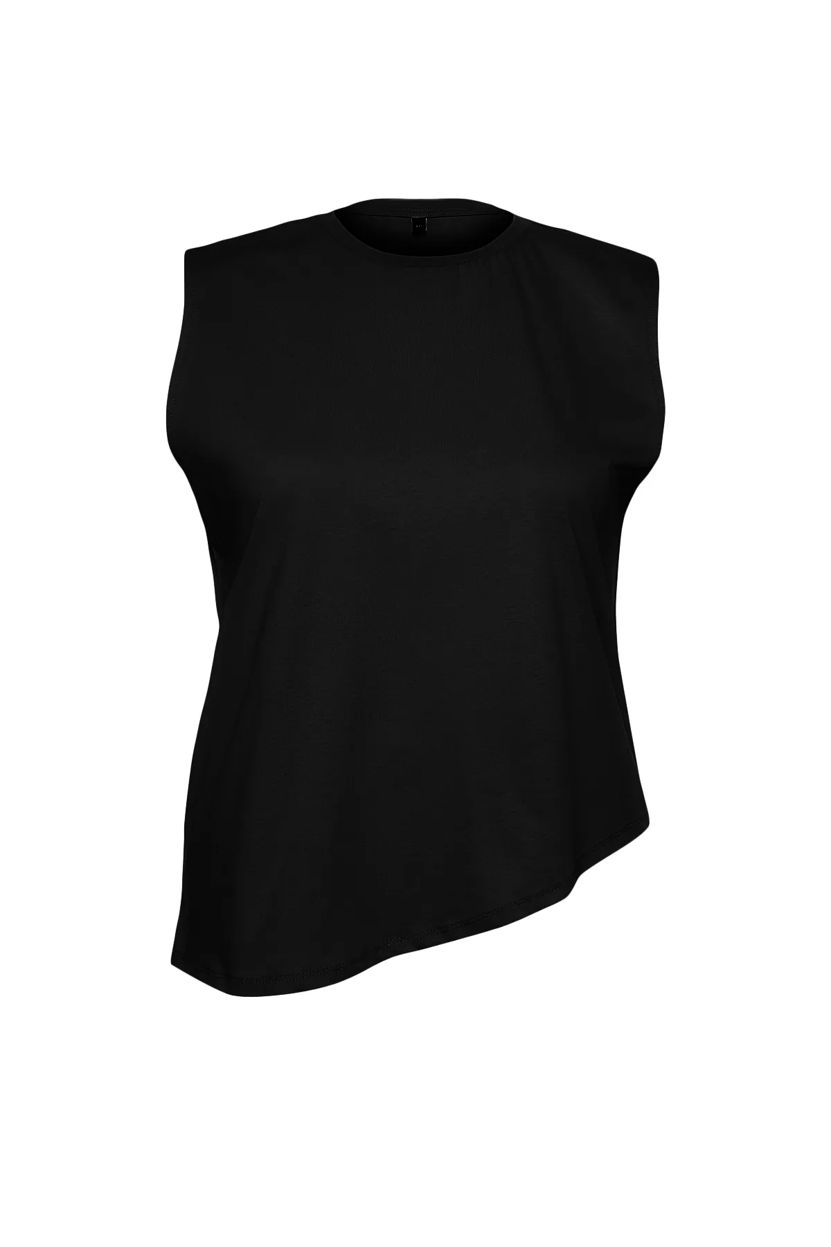 Trendyol Curve  Schwarzes, asymmetrisches Strick-T-Shirt aus 100 % Baumwolle, nachhaltiger TBBSS24BF00052