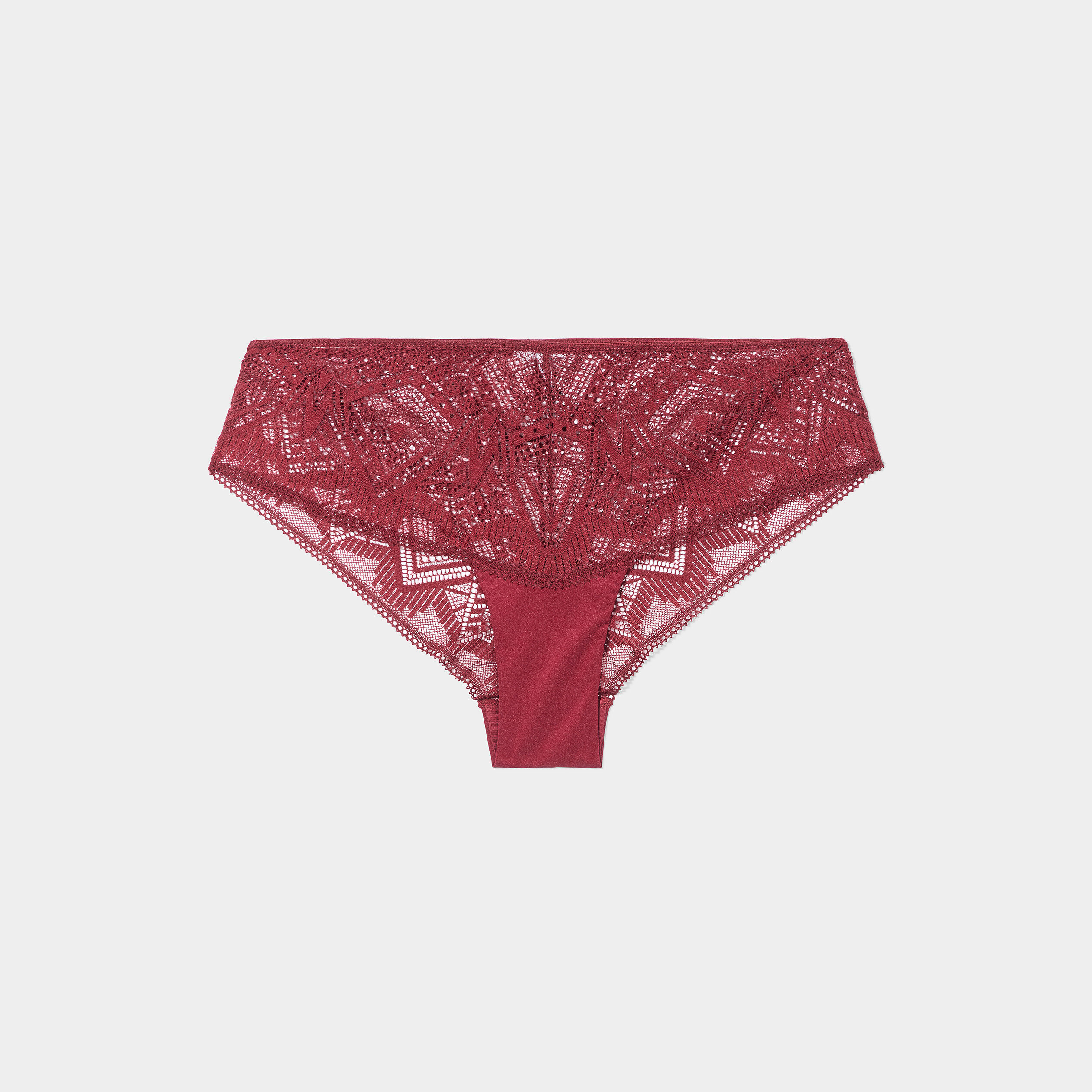 Shorty à dentelle bordeaux femme | La Halle