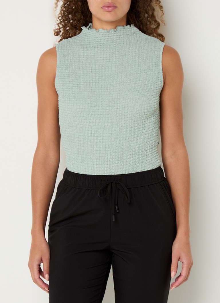 OPUS Iruki sleeveless top with stand-up collar and texture