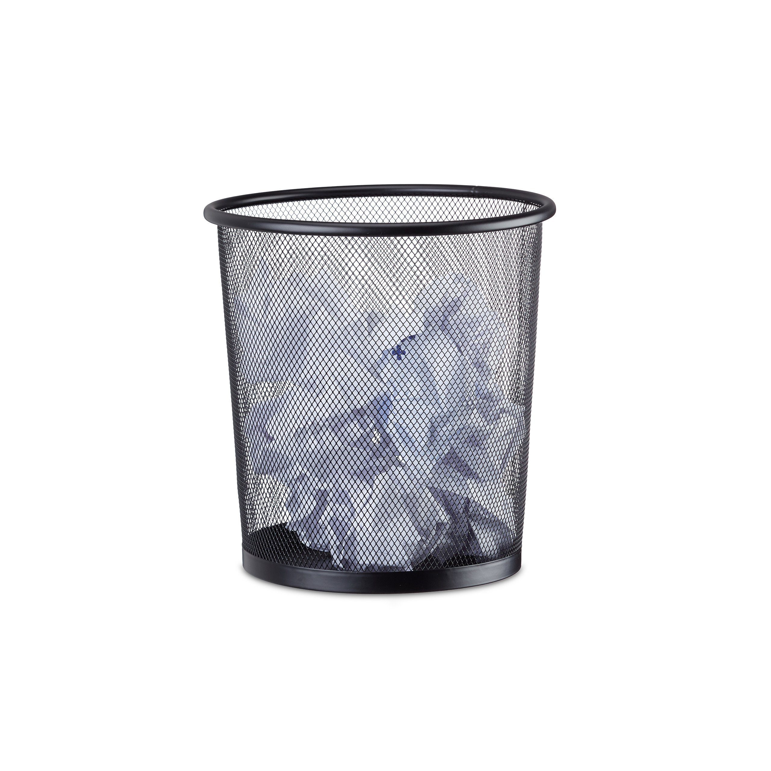 relaxdays Papierkorb Papierkorb rund Metallgeflecht, Schwarz