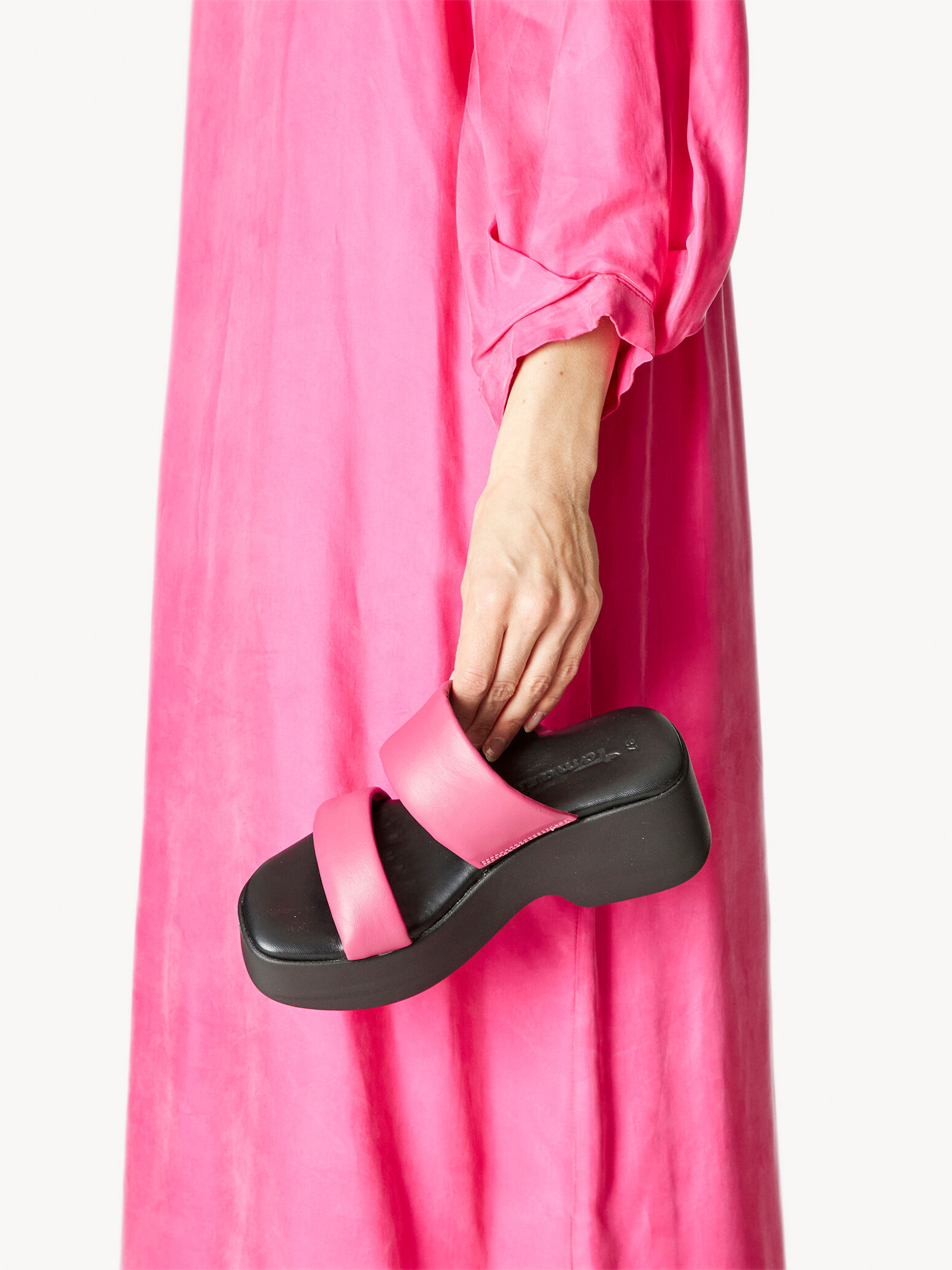 Mule en cuir - rose fuchsia