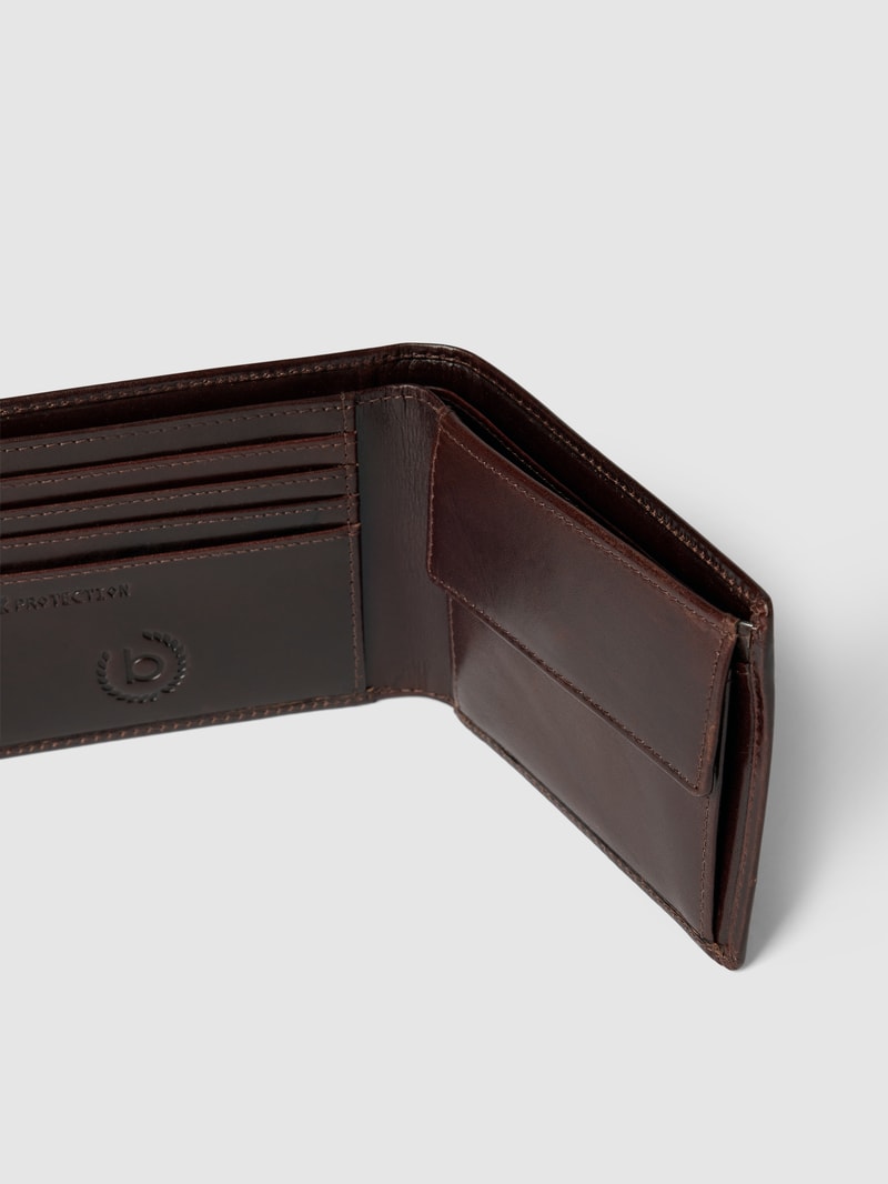 Portemonnaie mit Label-Details Modell 'Romano' in mittelbraun